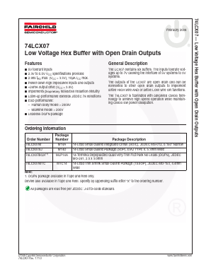 74LCX07MTCX Datasheet PDF Fairchild Semiconductor