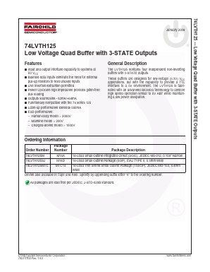 74LVTH125 Datasheet PDF Fairchild Semiconductor