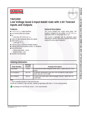 74VCX00BQX Datasheet PDF Fairchild Semiconductor