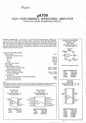 UA709A Datasheet PDF Fairchild Semiconductor