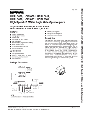 HCPL0631R1V Datasheet PDF Fairchild Semiconductor