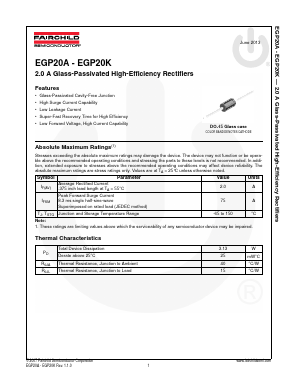 EGP20 Datasheet PDF Fairchild Semiconductor
