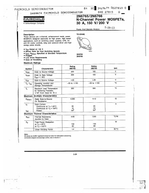 2N6765 Datasheet PDF Fairchild Semiconductor