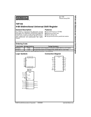 74F194SCX Datasheet PDF Fairchild Semiconductor