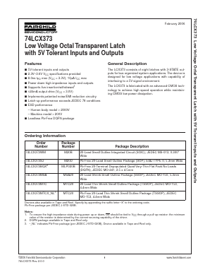 74LCX373 Datasheet PDF Fairchild Semiconductor