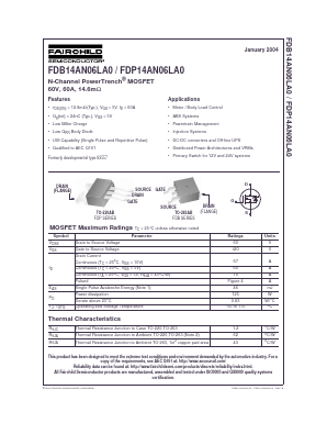 FDP14AN06LA Datasheet PDF Fairchild Semiconductor
