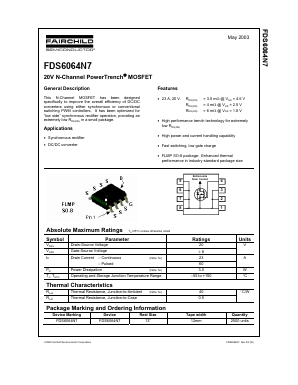 FDS6064N7 Datasheet PDF Fairchild Semiconductor