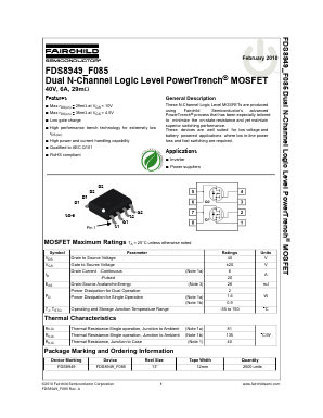 FDS8949_F085 Datasheet PDF Fairchild Semiconductor