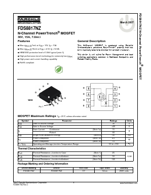 FDS8817NZ Datasheet PDF Fairchild Semiconductor