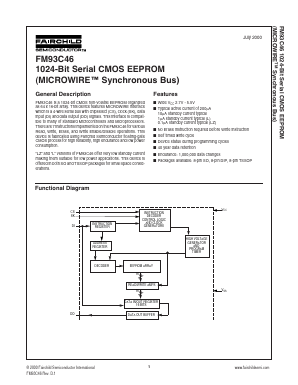 FM93C46EM8 Datasheet PDF Fairchild Semiconductor