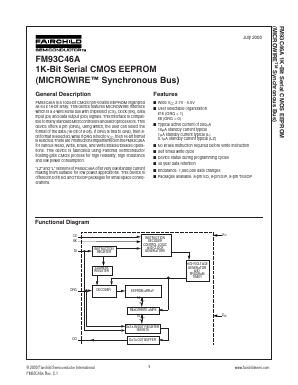 FM93C46AN Datasheet PDF Fairchild Semiconductor