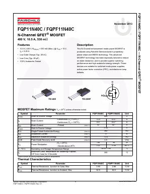 FQP11N40C Datasheet PDF Fairchild Semiconductor