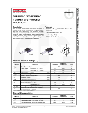 FQPF6N80CT Datasheet PDF Fairchild Semiconductor