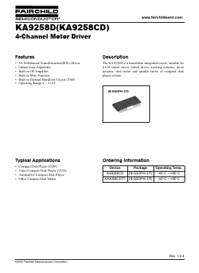 KA9258CD Datasheet PDF Fairchild Semiconductor