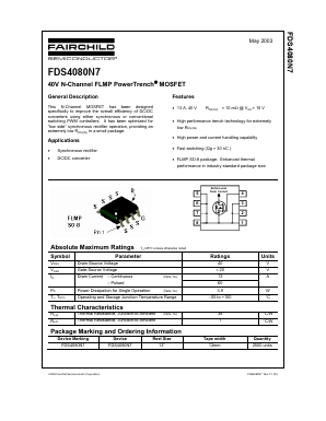 FDS4080N7 Datasheet PDF Fairchild Semiconductor