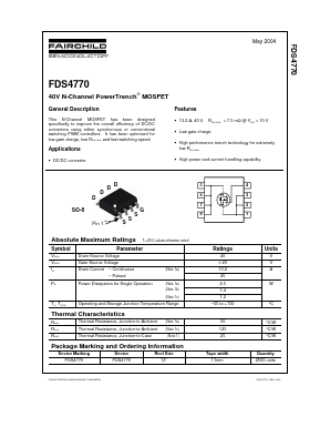 FDS4770 Datasheet PDF Fairchild Semiconductor