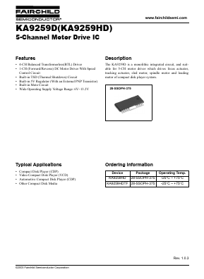KA9259HDTF Datasheet PDF Fairchild Semiconductor