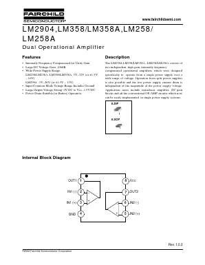 LM258 Datasheet PDF Fairchild Semiconductor