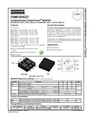 FDME1034CZT Datasheet PDF Fairchild Semiconductor