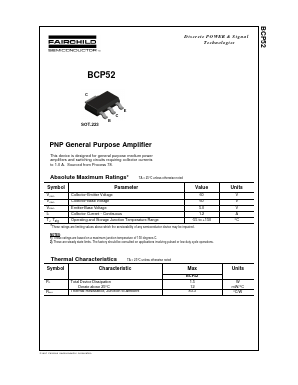 BCP52 Datasheet PDF Fairchild Semiconductor