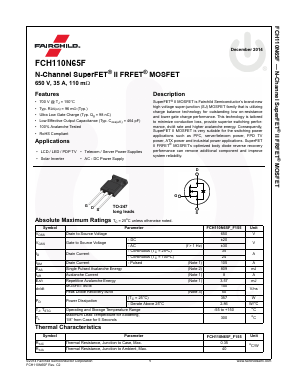 FCH110N65F_F155 Datasheet PDF Fairchild Semiconductor