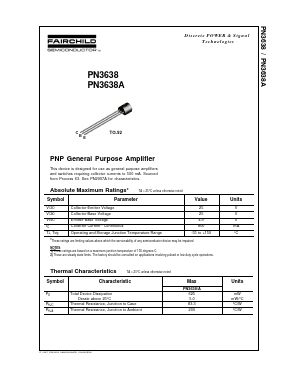 PN3638A_D26Z Datasheet PDF Fairchild Semiconductor