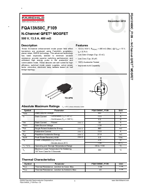 FQA13N50C_F109 Datasheet PDF Fairchild Semiconductor