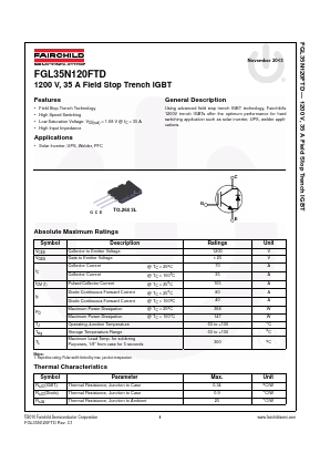 FGL35N120FTDTU Datasheet PDF Fairchild Semiconductor