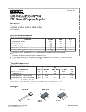 PZTA56 Datasheet PDF Fairchild Semiconductor