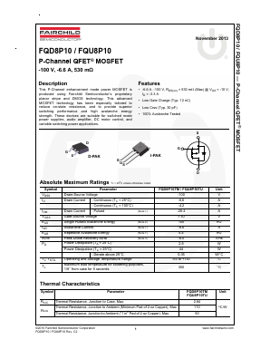 FQD8P10TM_SB82052 Datasheet PDF Fairchild Semiconductor