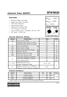 SFW9520 Datasheet PDF Fairchild Semiconductor