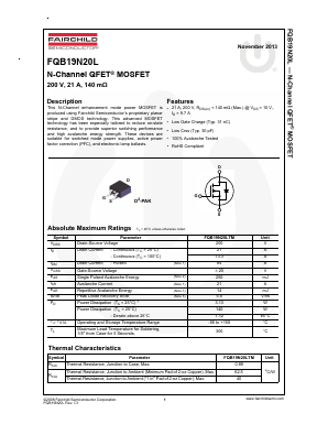 FQB19N20L_13 Datasheet PDF Fairchild Semiconductor