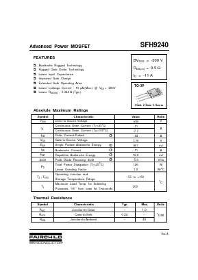 SFH9240 Datasheet PDF Fairchild Semiconductor