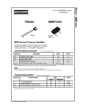PN2484 Datasheet PDF Fairchild Semiconductor