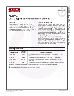 74VHC74SJ Datasheet PDF Fairchild Semiconductor