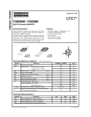 FQB2N80 Datasheet PDF Fairchild Semiconductor