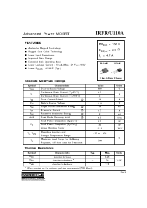 IRFR110A Datasheet PDF Fairchild Semiconductor