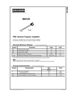 2N4125 Datasheet PDF Fairchild Semiconductor