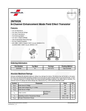 2N7002K Datasheet PDF Fairchild Semiconductor