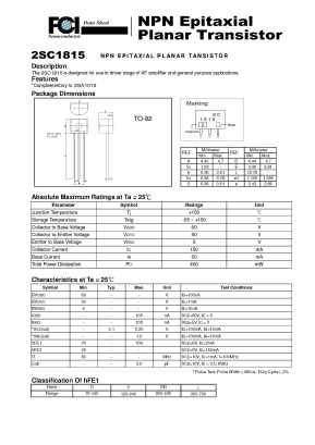 2SC1815 Datasheet PDF First Components International