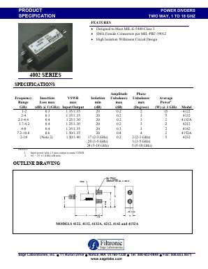 4212 Datasheet PDF Filtronic PLC