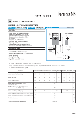 SB1630FCT Datasheet PDF Formosa Technology