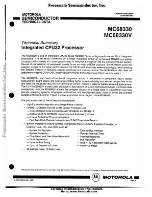 MC68330FE8V Datasheet PDF Freescale Semiconductor