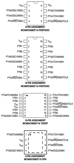 MC908QT4A Datasheet PDF Freescale Semiconductor