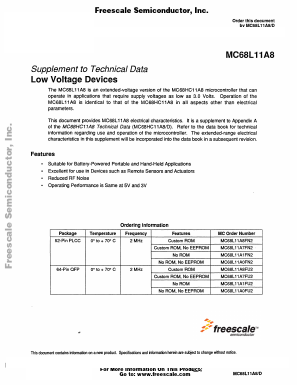 MC68L11A0FN2 Datasheet PDF Freescale Semiconductor