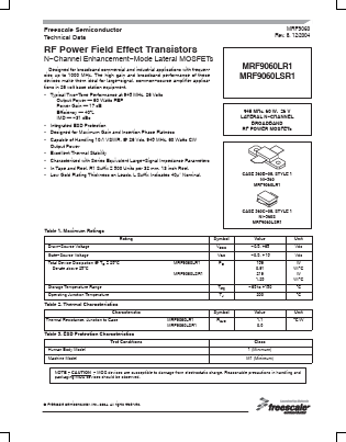 MRF9060LSR1 Datasheet PDF Freescale Semiconductor