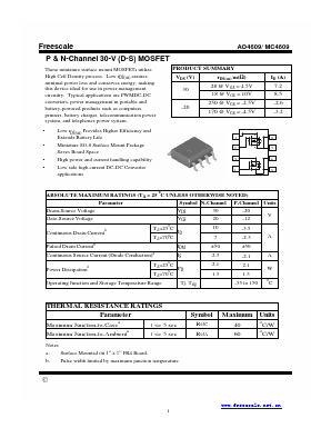 AO4609 Datasheet PDF Freescale Semiconductor