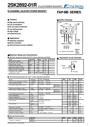 2SK2892-01R Datasheet PDF Fuji Electric