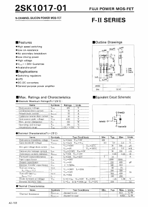 2SK1017-01 Datasheet PDF Fuji Electric