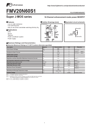 FMV20N60S1 Datasheet PDF Fuji Electric